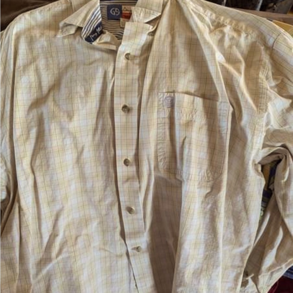 Yellow and white button up